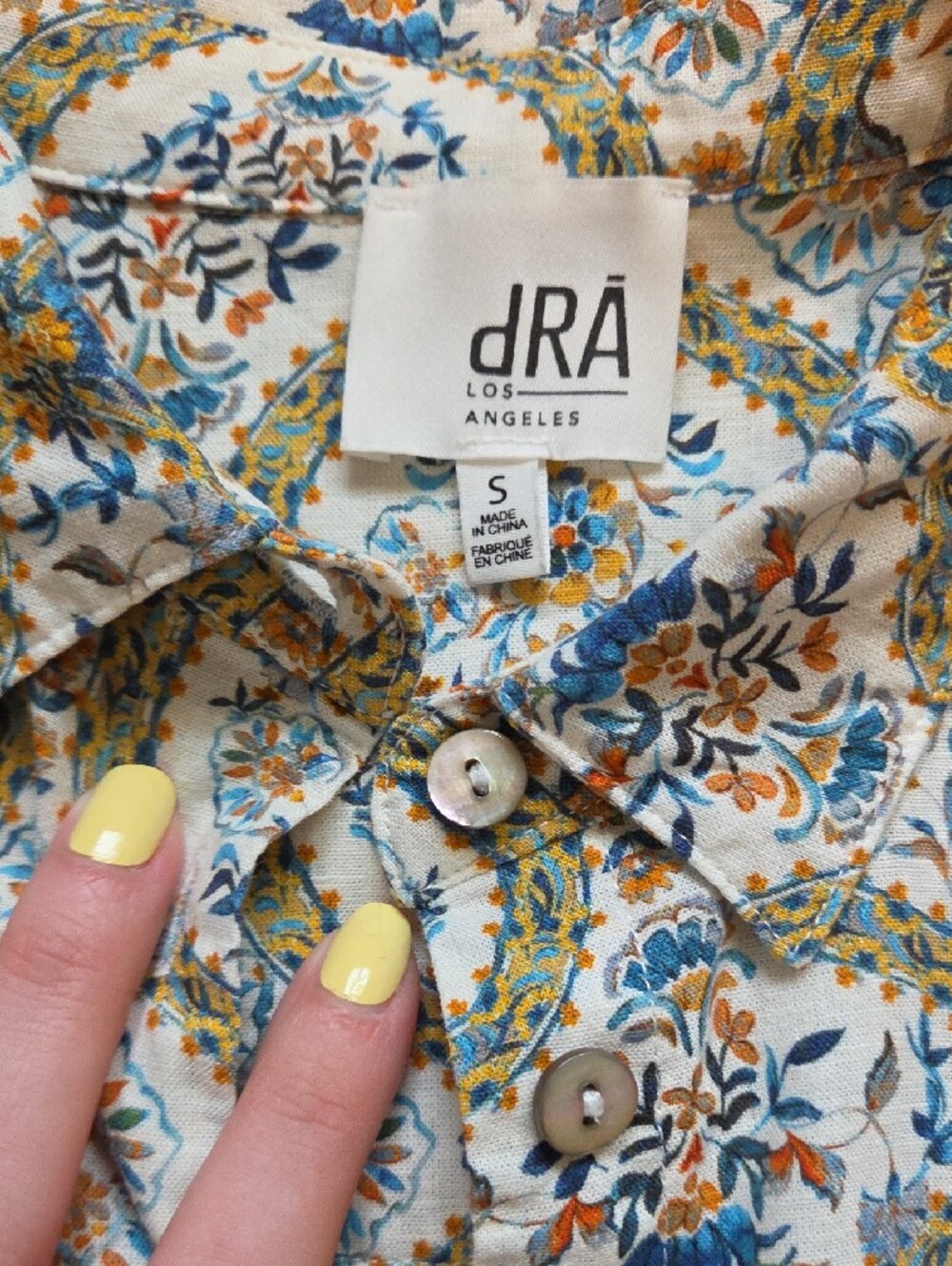 New dRA Los Angeles Boho Button Down Floral In Small